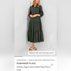 Tuckernuck Pomander Place Sedona Sage Cotton Mable Maxi Dress Size SMALL